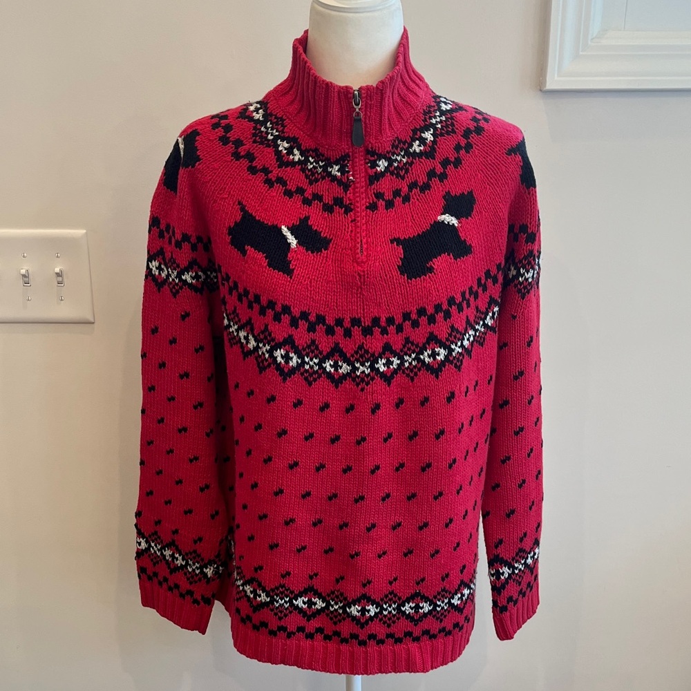 Coldwater Creek Scotty Dog Christmas Sweater Size Large